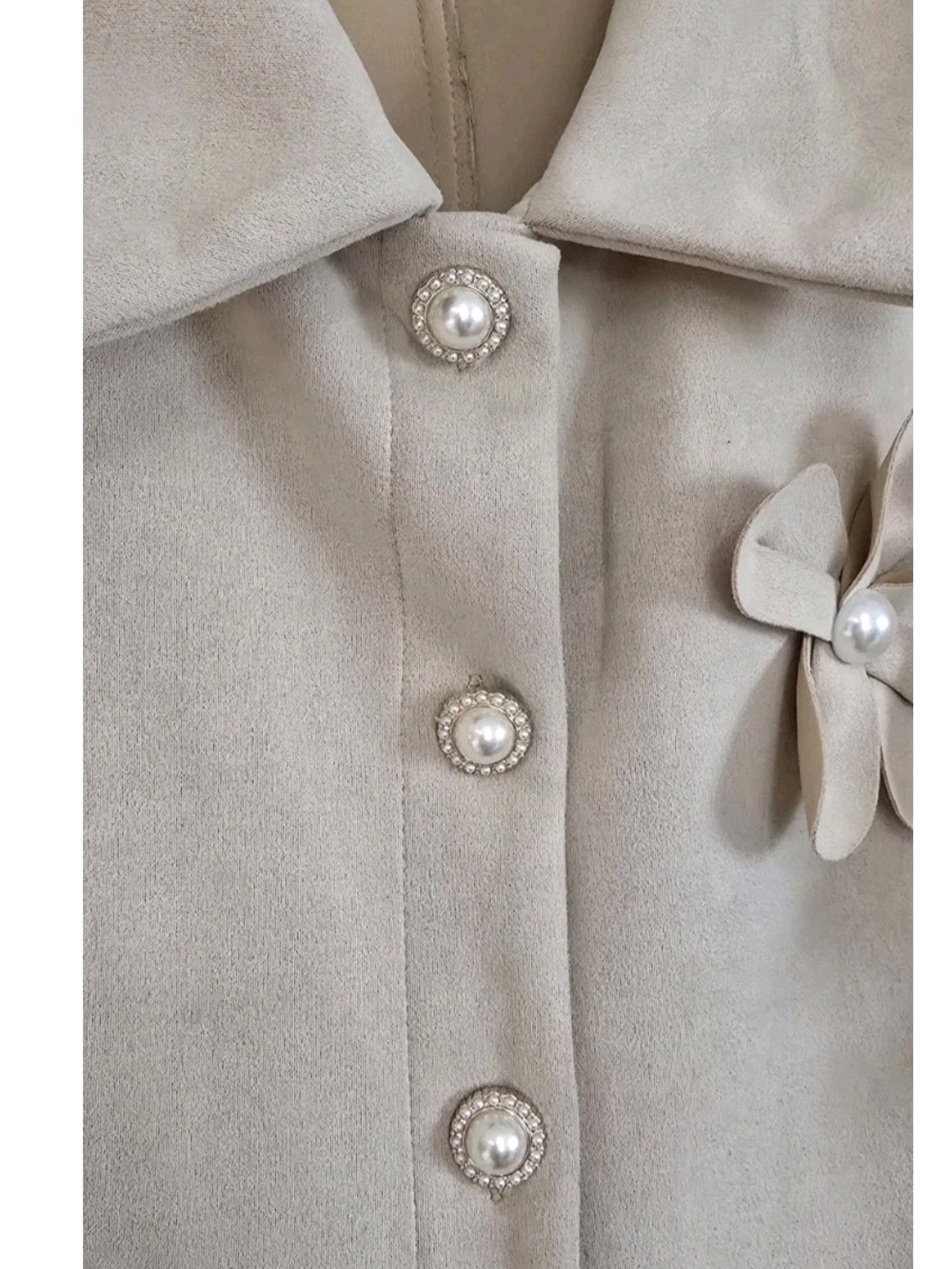 Alice Blue Cream Flower-Appliqué Button-Front Dress Coat - Picture 5 of 7